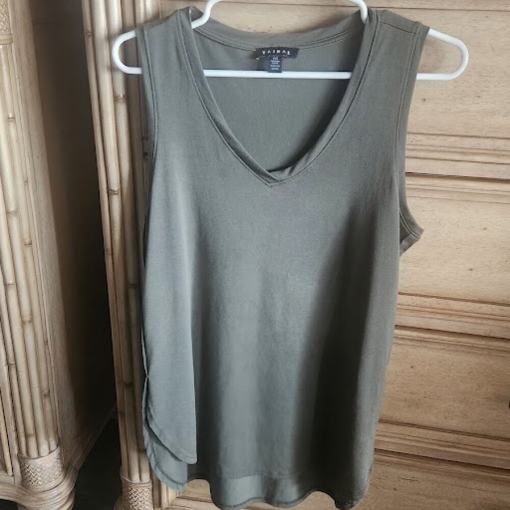 Tribal Contemporary SleevelessTop With V-Neck